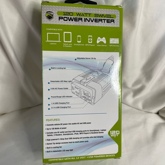 Black 120 Watt Swivel Power Inverter - Picture 2 of 3